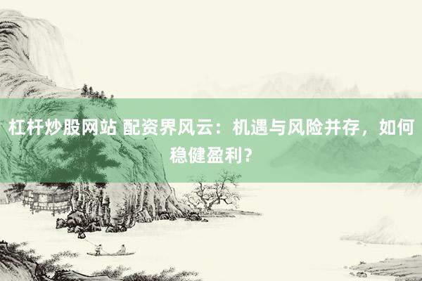 杠杆炒股网站 配资界风云：机遇与风险并存，如何稳健盈利？
