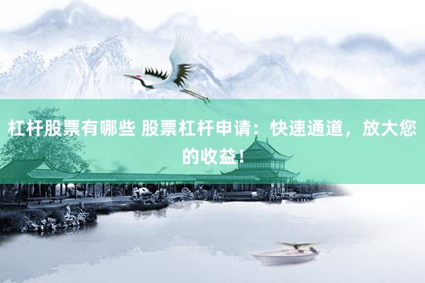 杠杆股票有哪些 股票杠杆申请：快速通道，放大您的收益！