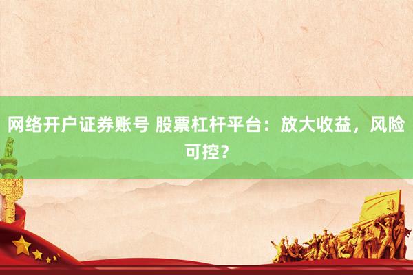 网络开户证券账号 股票杠杆平台：放大收益，风险可控？
